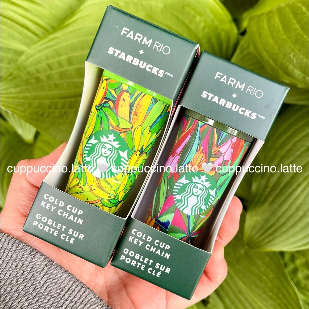 2 NWT🍌Starbucks + FARM Rio Tropical Banana & Colorful Leaves Mini Keychains